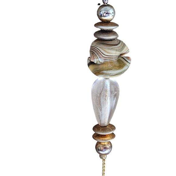 African Trade Bead Inspired Necklace Gold Tone Chain Fashion Jewelry Women - Picture 3 of 7